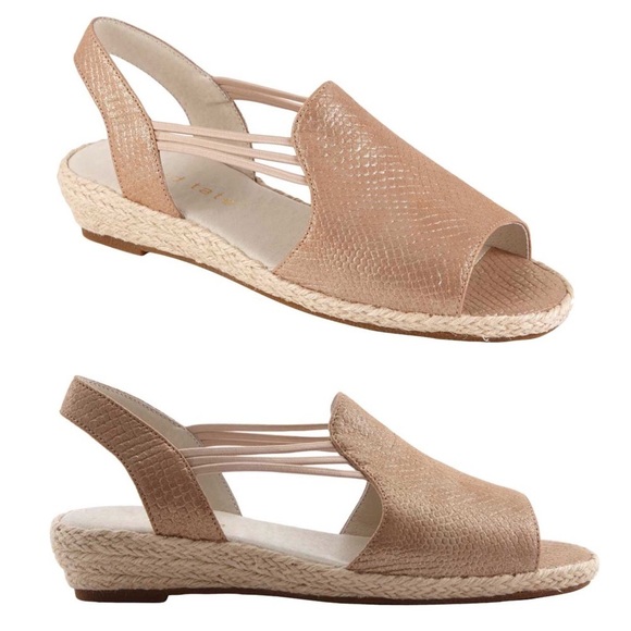 David Tate June Slingback Sandal Womens 9 WW Metallic Matte Gold Espadrille - Picture 2 of 15